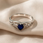 Heart Shaped Blue Silver Ring