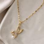 Pearl Hummingbird Pendant Necklace