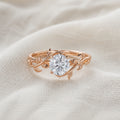 Leaf Vine Solitaire Crystal Ring