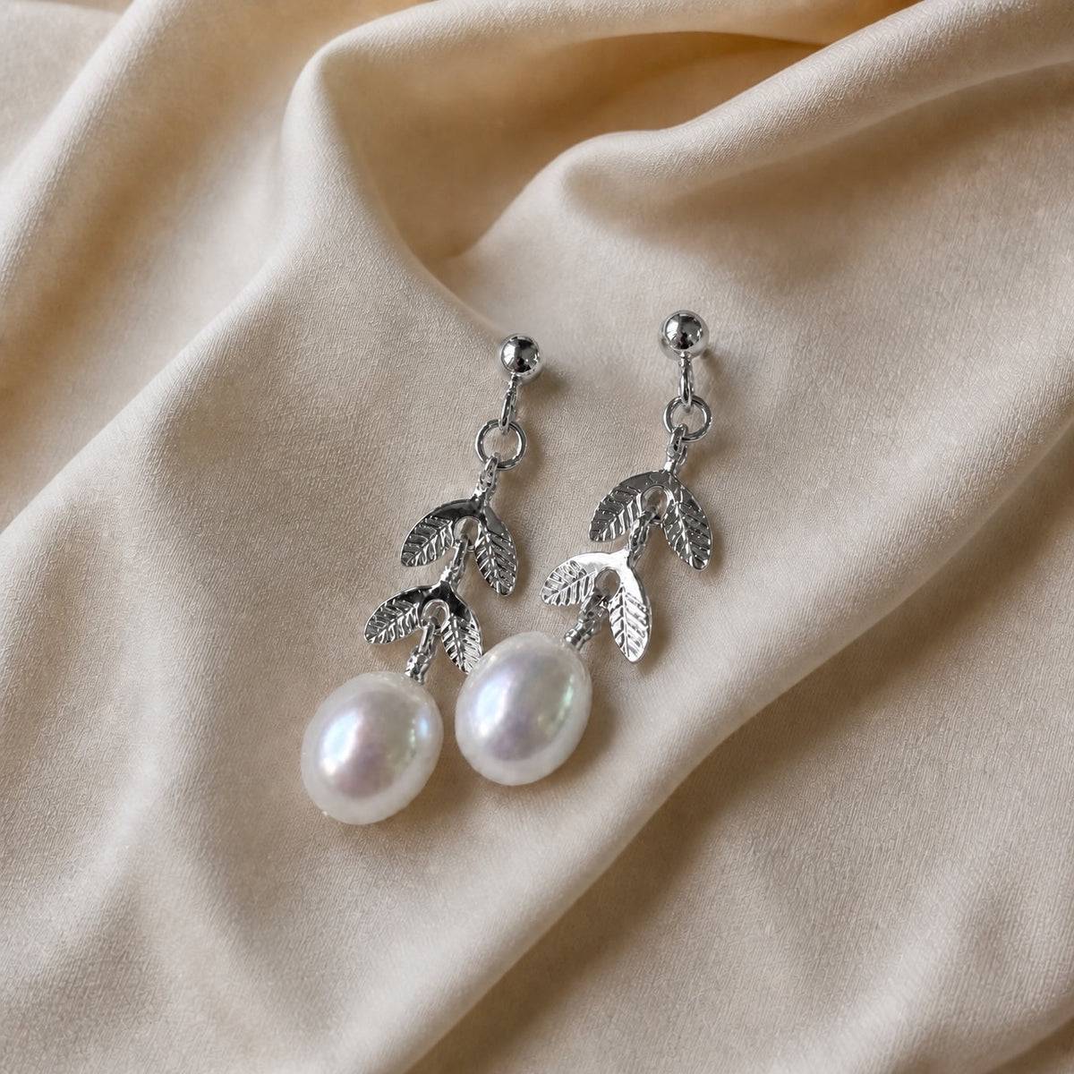Leaf Stone Hoop Earrings