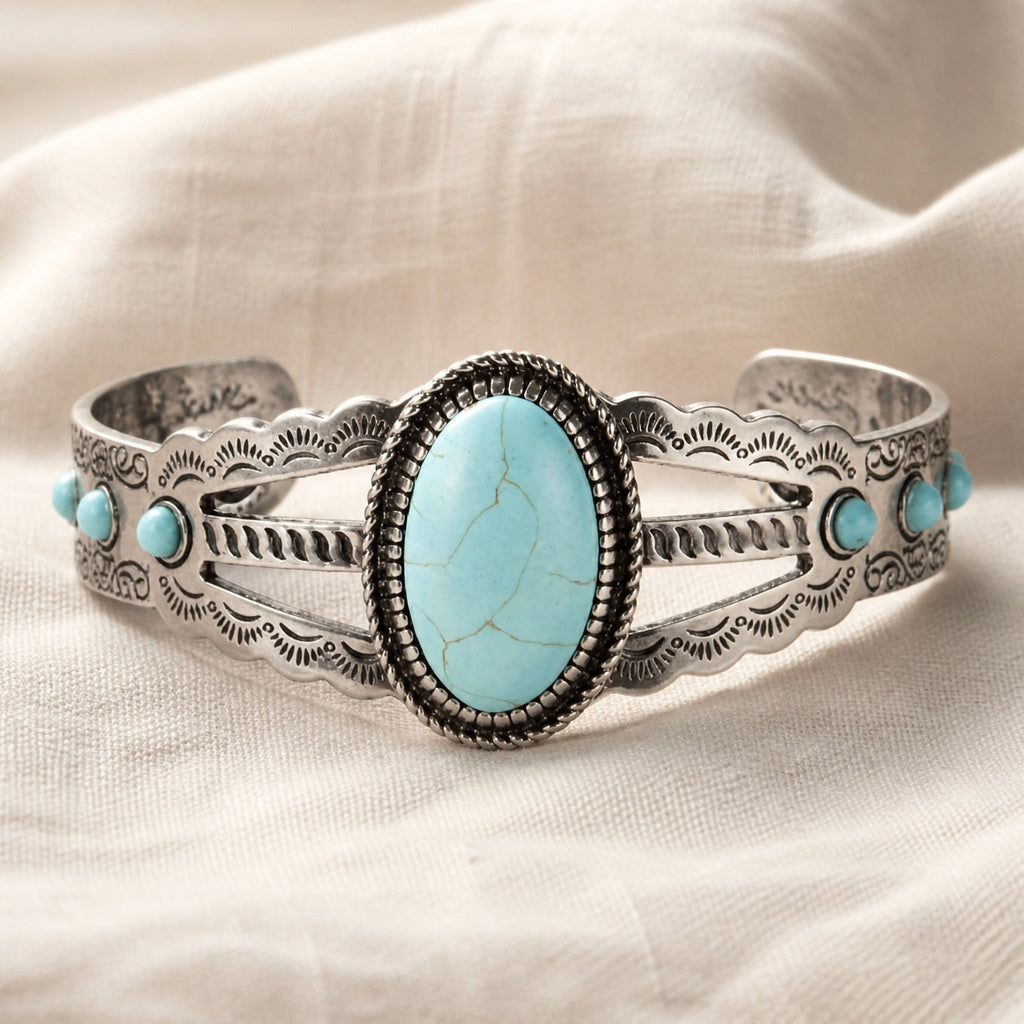 Oval Turquoise Open Bracelet