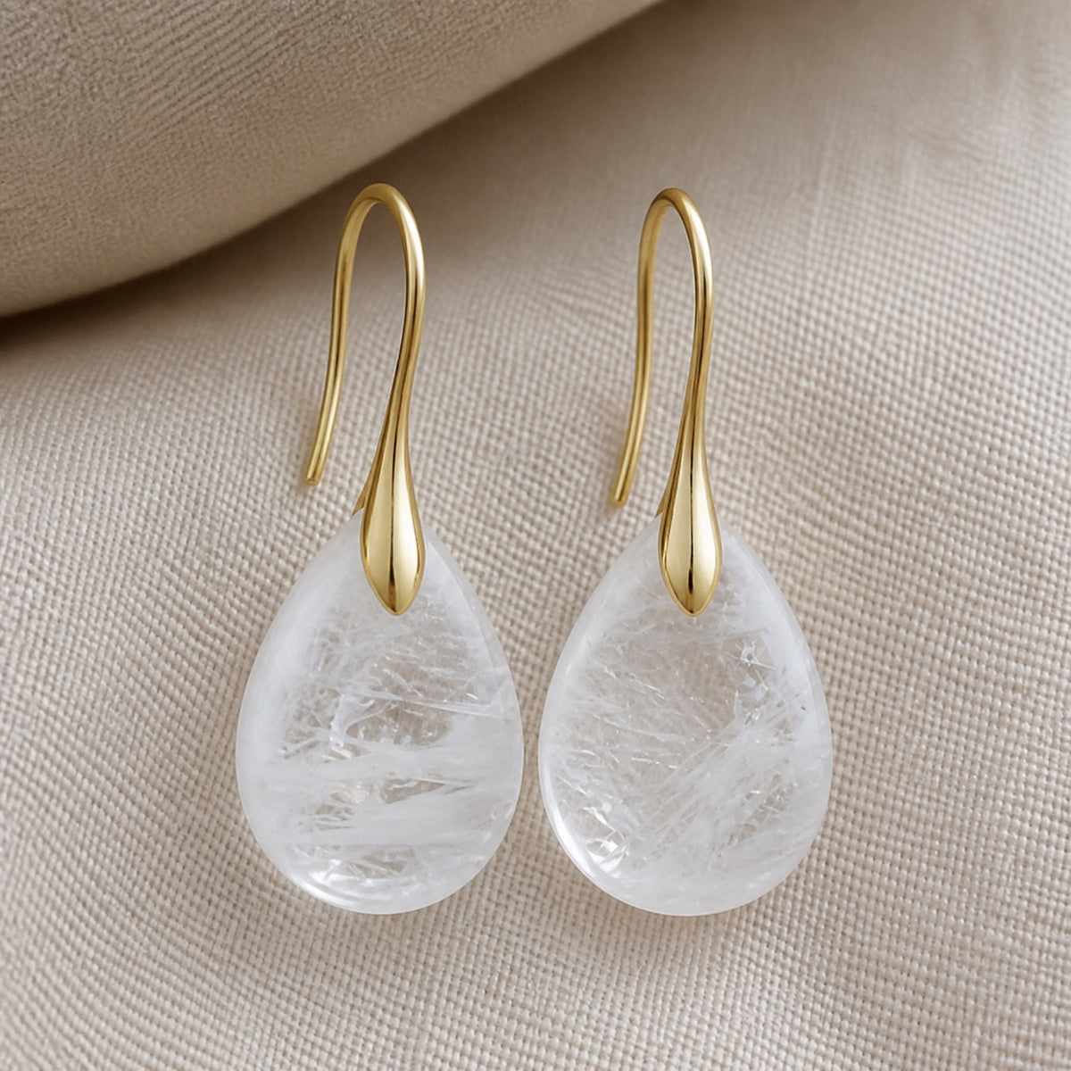 Minimalist Clear Quartz Drop Earrings