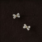 Zirconia Mini Bow Stud Earrings