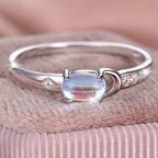 Moonstone Crescent Silver Ring
