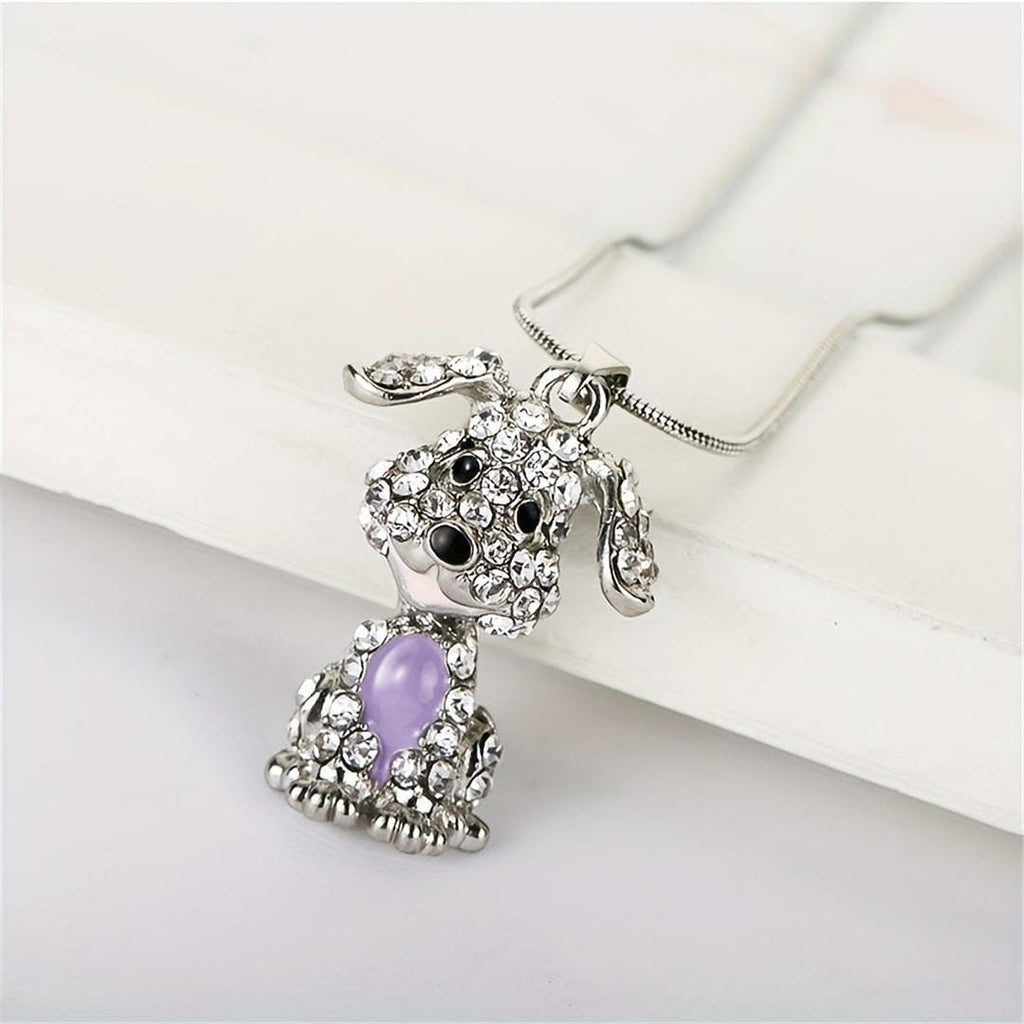 Zirconia Puppy Pendant Necklace