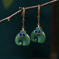 Retro Green Elephant Earrings