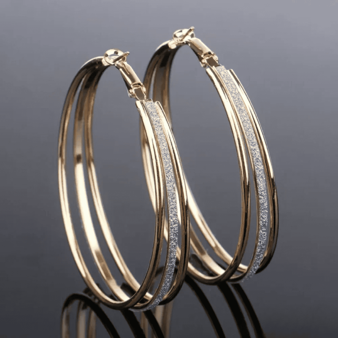 Gold Retro Hoop Earrings