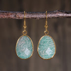 Sculpted Stone Gold Earrings