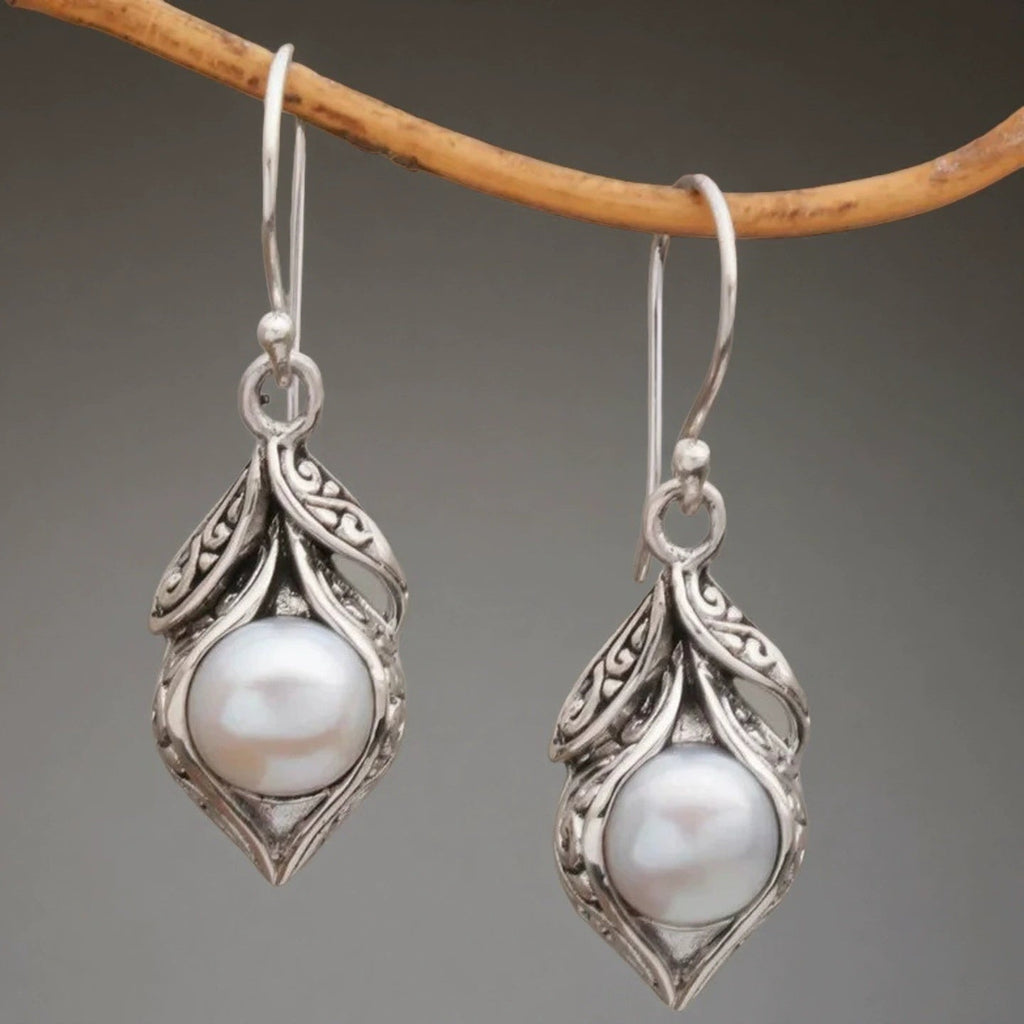 Graceful Pearl Carved Earrings