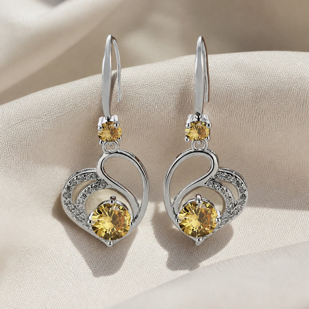 Exquisite Yellow Heart Earrings