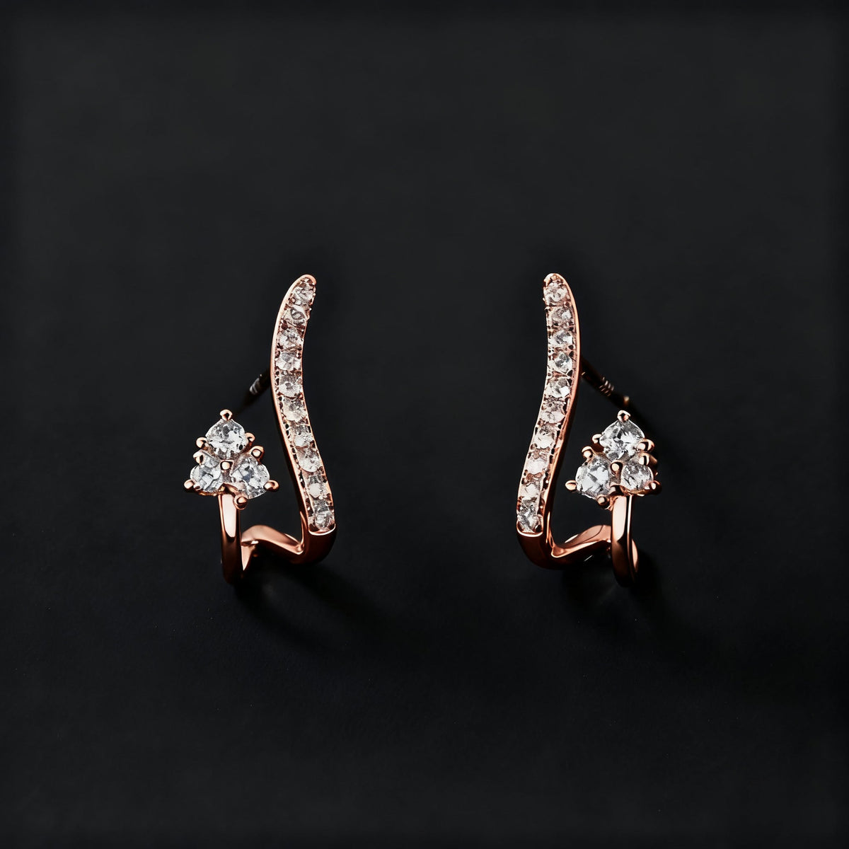 Elegant Curved Zirconia Earrings