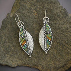 Vintage Bohemian Mozaic Leaf Earrings
