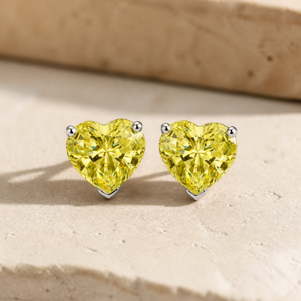 Dazzling Yellow Heart Earrings