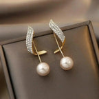 Elegant Pearl Drop Gold Earrings
