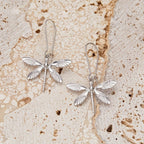 Silver Dragonfly Minimalist Drop Earrings