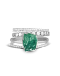 Green Aventurine Silver Ring Set