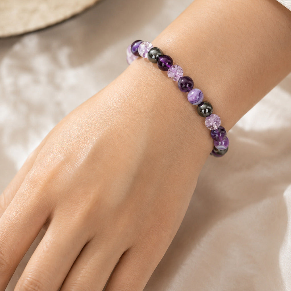 Amethyst Agate Charm Bracelet