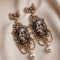 Antique Portrait Rhinestone Earrings