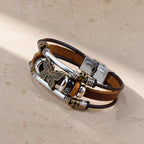 Butterfly Engraved Leather Bracelet
