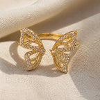 Butterfly Zirconia Inlaid Ring