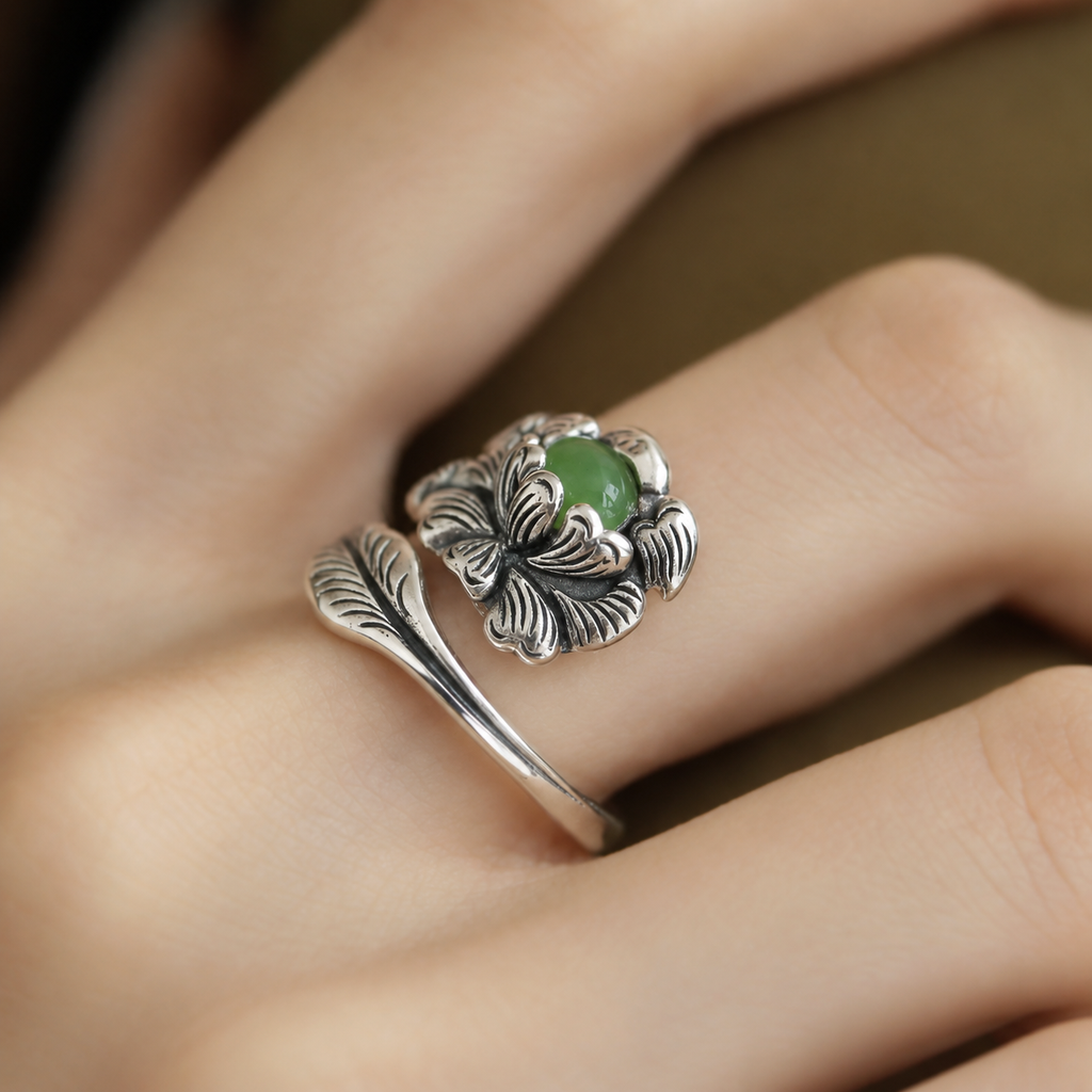 Leaves Green Onyx Ring