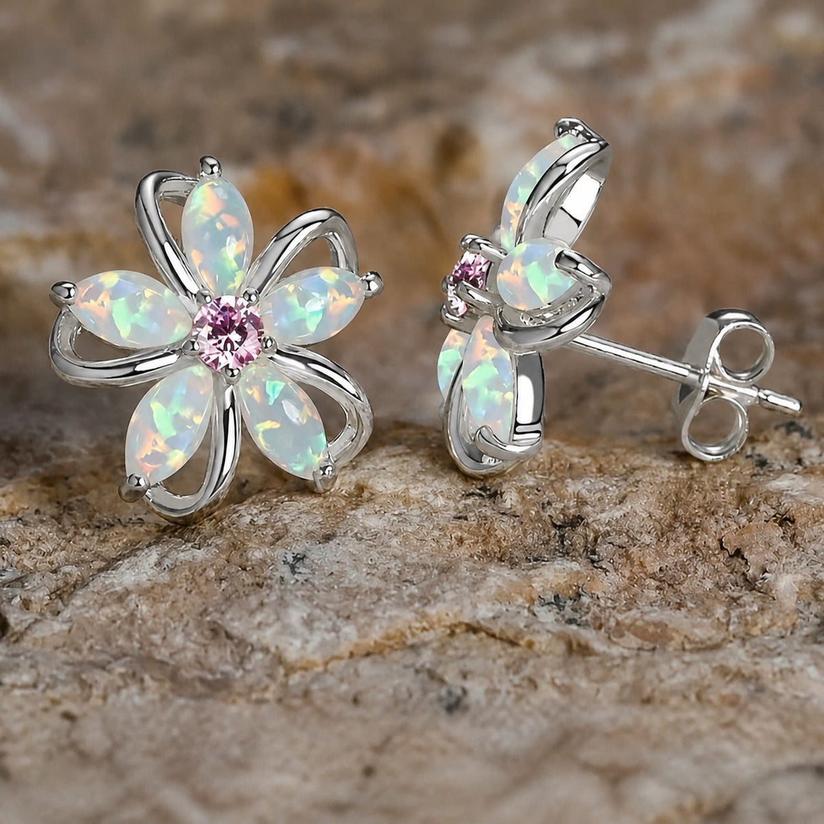 Dainty Opal Blossom Studs
