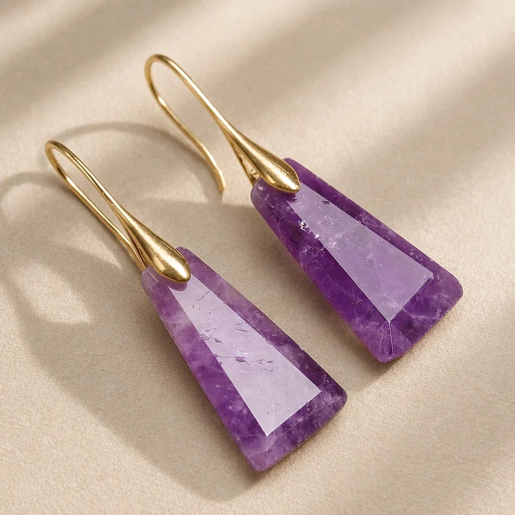 Faceted Geometric Drop Earrings
