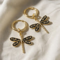 Floral Carved Dragonfly Shaped Earrings