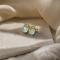 Gold Turquoise Line Oval Earrings