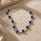 Heart-Shaped Blue Chain Bracelet