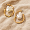 Lustrous Pearl Geometric Earrings