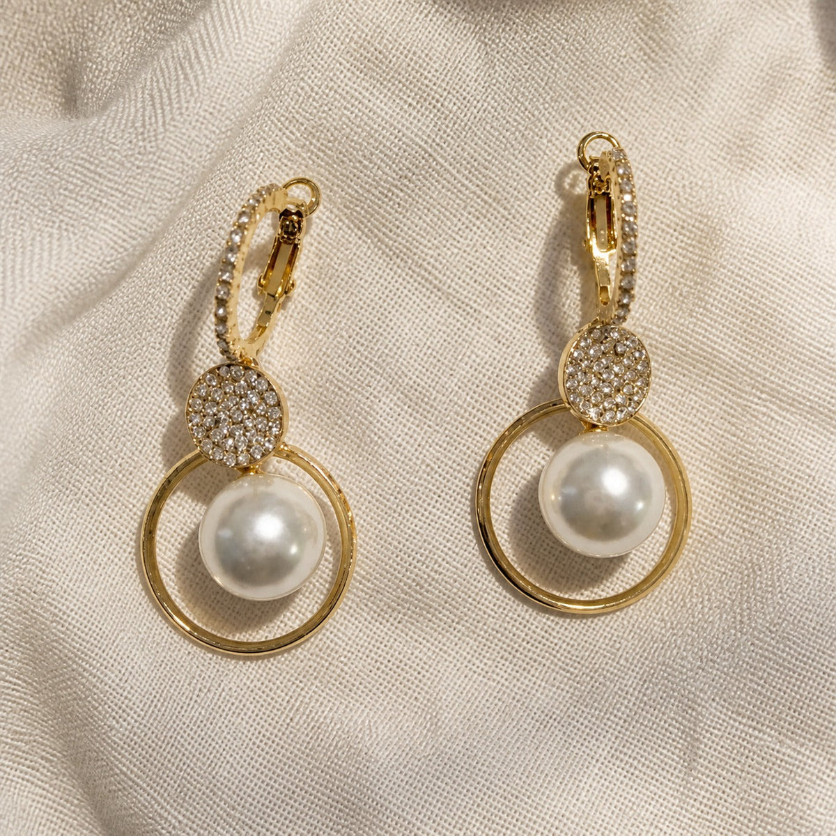 Luxury Earrings with Cultured Pearls and Zircons
