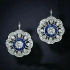 Vintage Blue Crystal Mandala Earrings