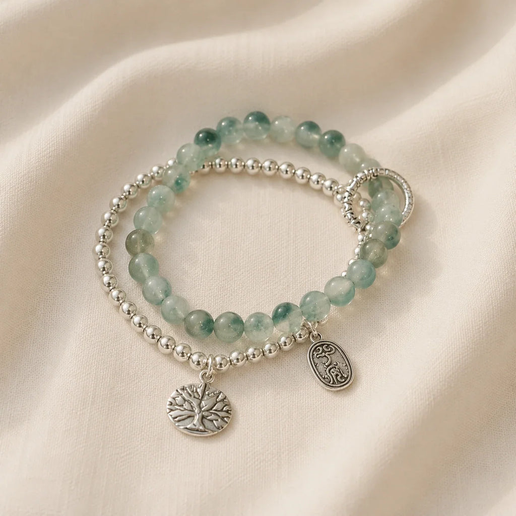 Moss Jade Double Layer Boho Bracelet