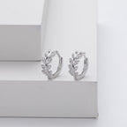 Silver Leaf Hoop Earrings