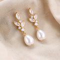 Pearl Leaf Cluster Drop Earrings