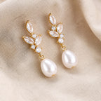 Pearl Leaf Cluster Drop Earrings