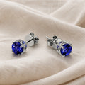 Round Sapphire Stud Earrings
