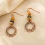 Rustic Stone Bead Hoop Earrings