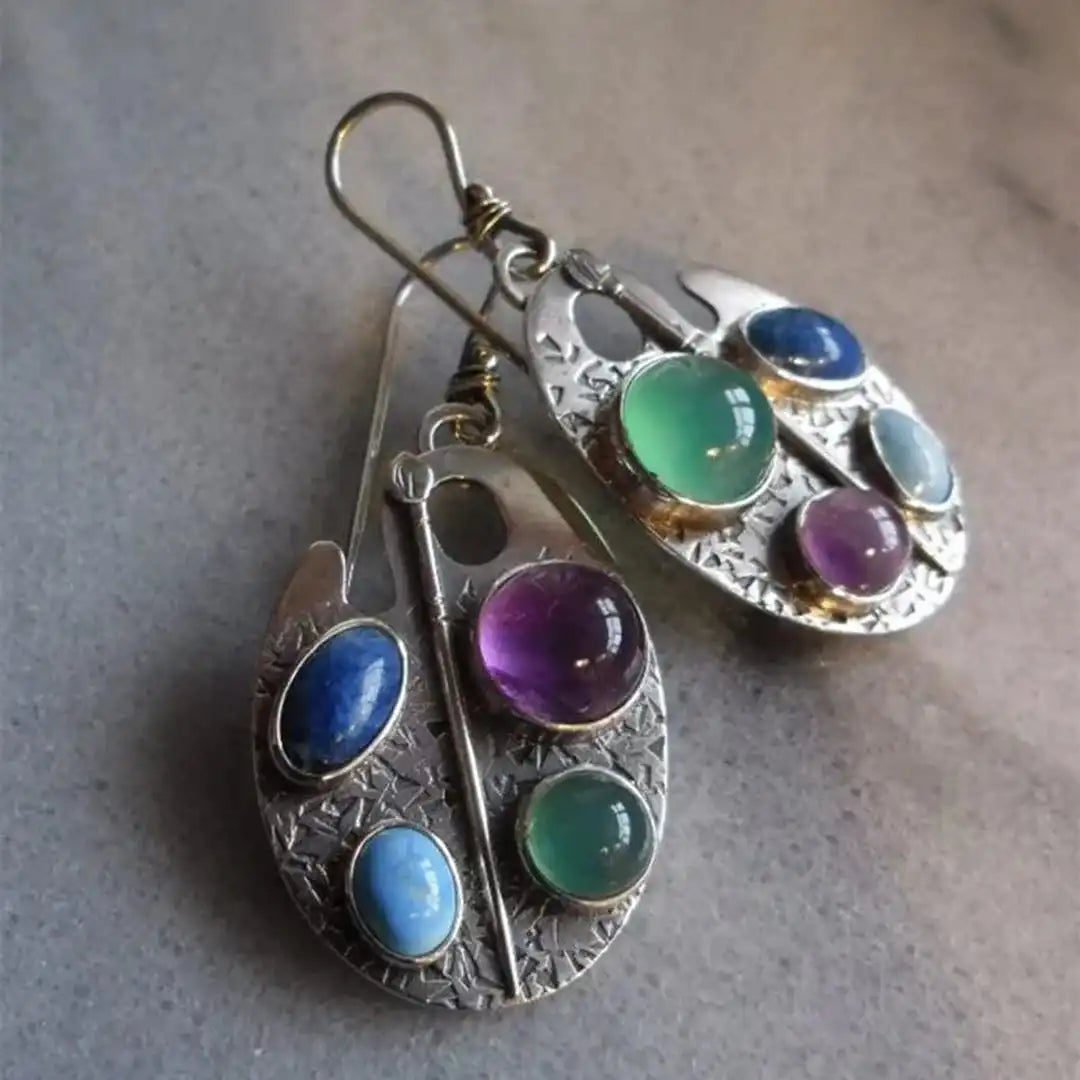 Artist Palette Gemstone Drop Earrings