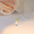 Round Imitation Pearl Pendant Necklace