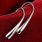 Sterling Silver Water Drop Hoop Earrings