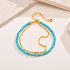 Timeless Gold Double Chain Turquoise Bracelet