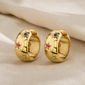 Stellar Rainbow Gold Hoops