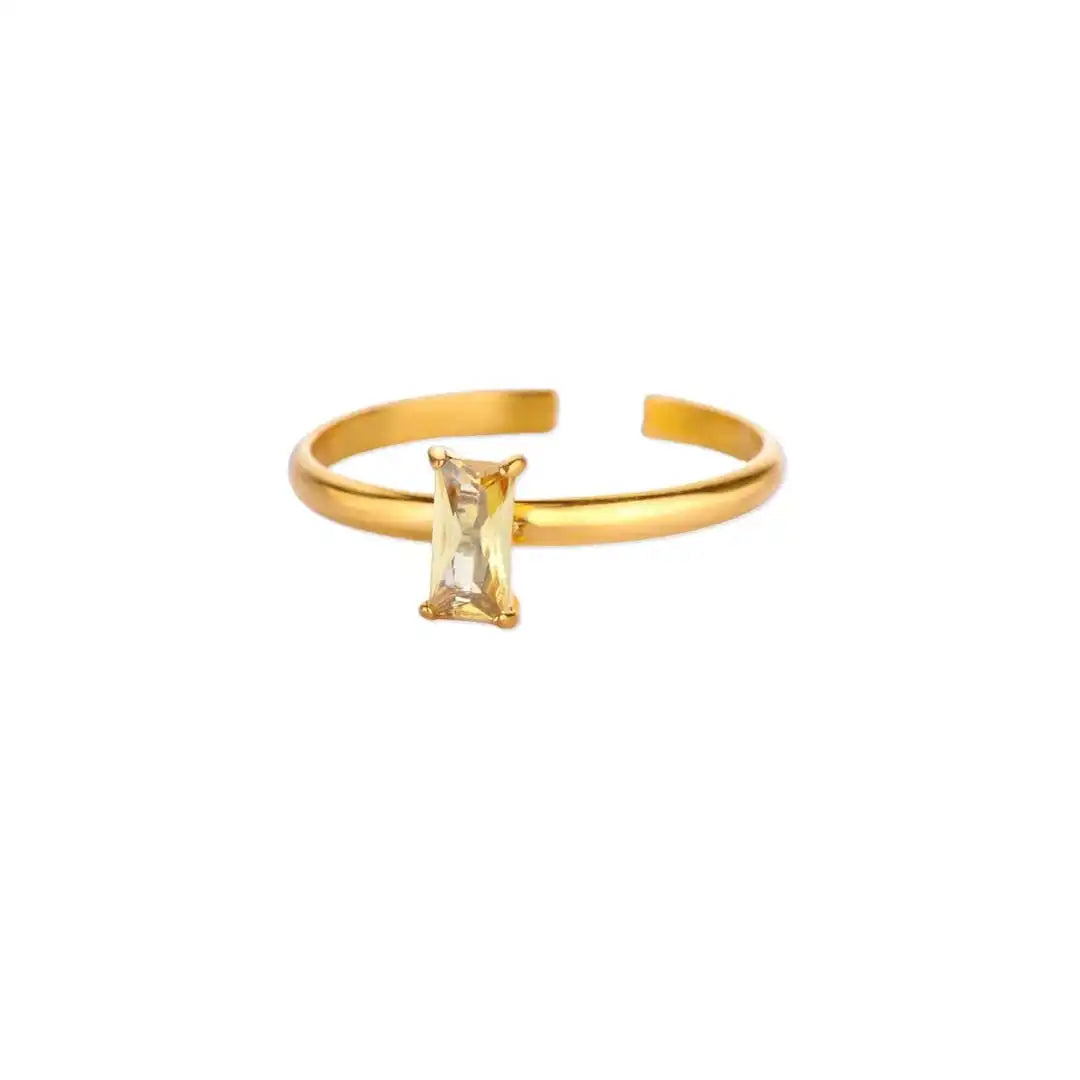 Adjustable Delicate Golden Ring with Colorful Gem