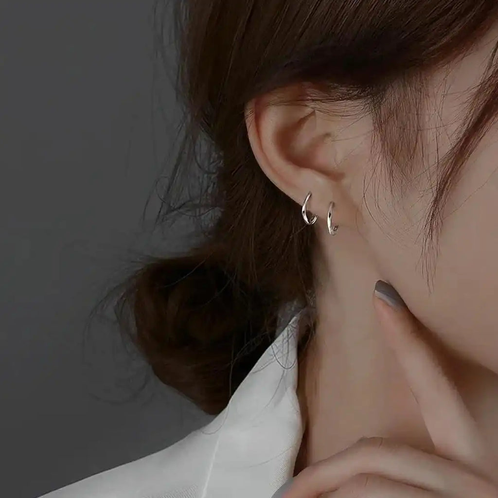 Sterling Silver Round Inlaid Earrings