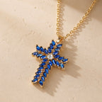 Sapphire Cross Pendant Necklace