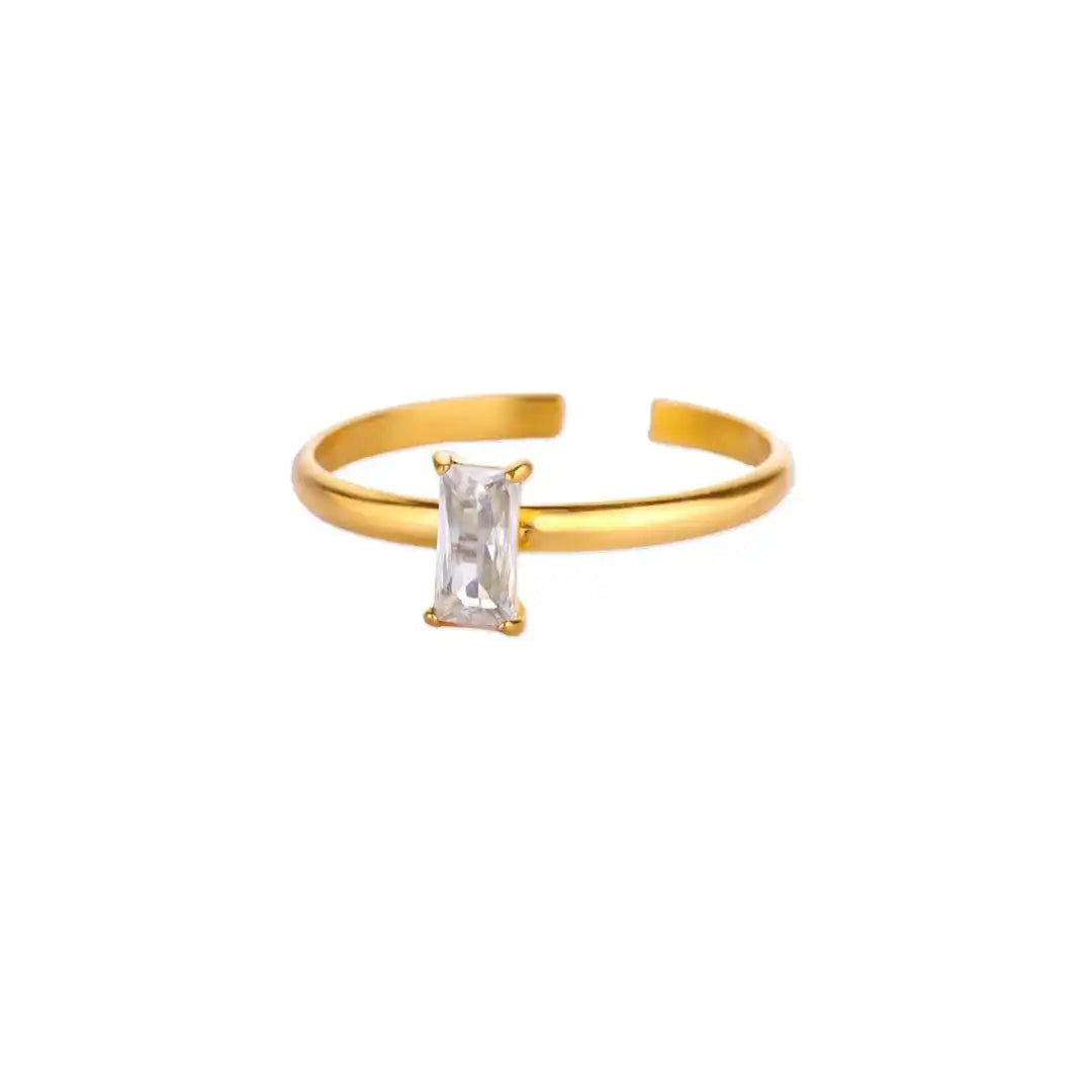 Adjustable Delicate Golden Ring with Colorful Gem