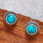 Vintage Bohemian Imitation Turquoise Stud Earrings