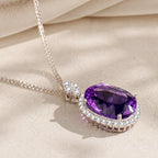 Solitaire Halo Pendant Necklace